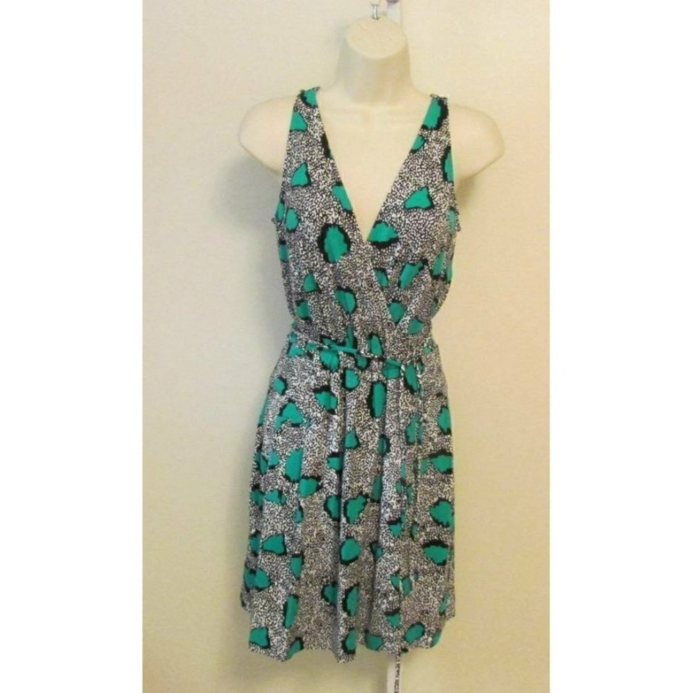 DVF Diane von Furstenberg Oblixe Cheetah Island Parakeet shift dress green new 2